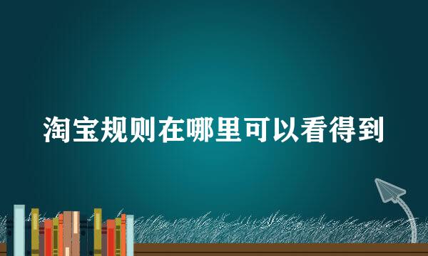 淘宝规则在哪里可以看得到