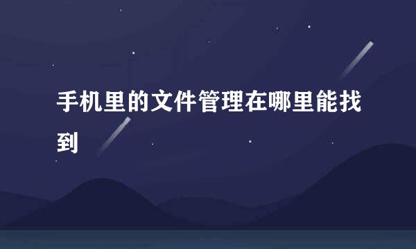 手机里的文件管理在哪里能找到