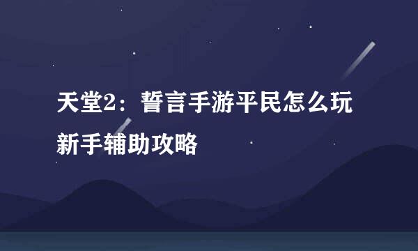 天堂2:誓言手游平民怎么玩新手辅助攻略