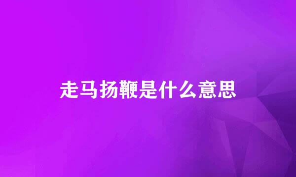 走马扬鞭是什么意思