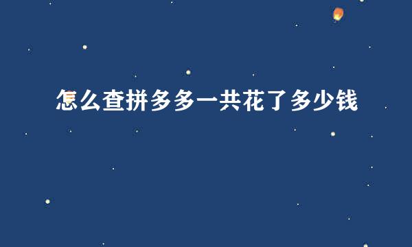 怎么查拼多多一共花了多少钱