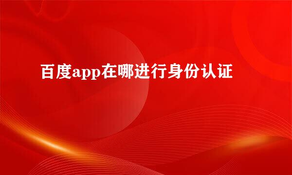 百度app在哪进行身份认证