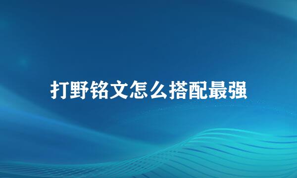 打野铭文怎么搭配最强