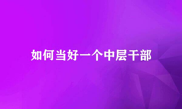如何当好一个中层干部