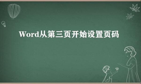 Word从第三页开始设置页码