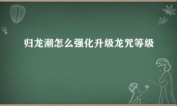 归龙潮怎么强化升级龙咒等级