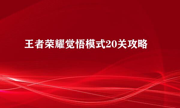 王者荣耀觉悟模式20关攻略
