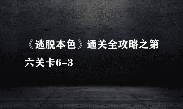 《逃脱本色》通关全攻略之第六关卡6-3