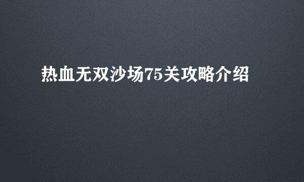 热血无双沙场75关攻略介绍