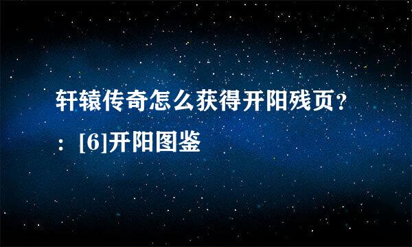 轩辕传奇怎么获得开阳残页？：[6]开阳图鉴