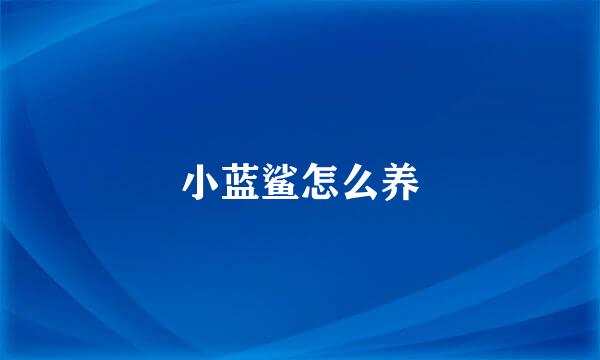小蓝鲨怎么养