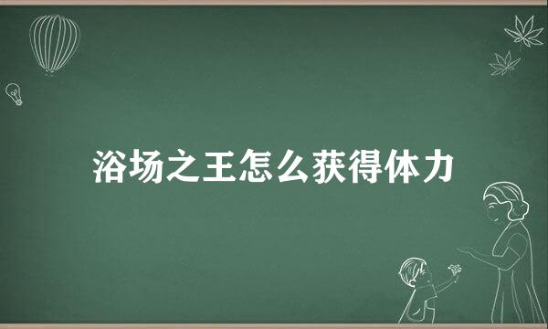 浴场之王怎么获得体力