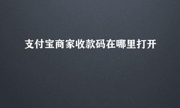 支付宝商家收款码在哪里打开