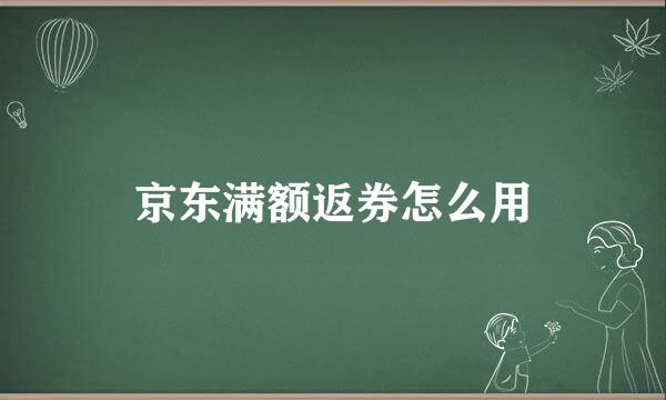 京东满额返券怎么用