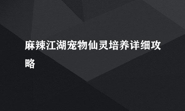 麻辣江湖宠物仙灵培养详细攻略