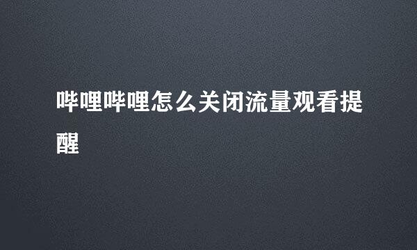哔哩哔哩怎么关闭流量观看提醒