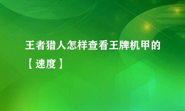 王者猎人怎样查看王牌机甲的【速度】