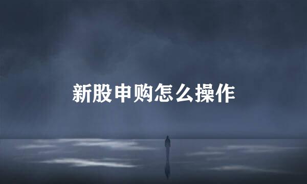 新股申购怎么操作