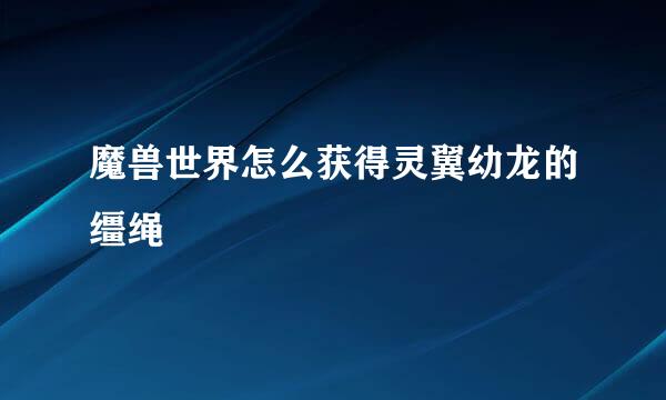 魔兽世界怎么获得灵翼幼龙的缰绳