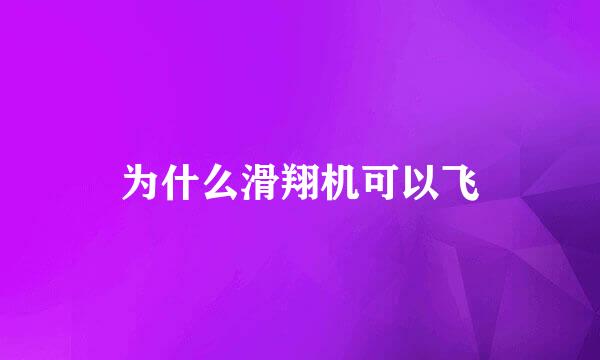 为什么滑翔机可以飞