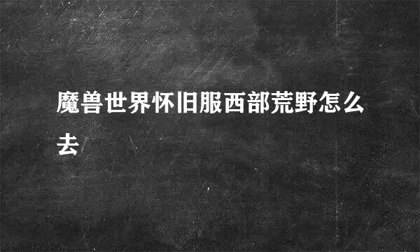 魔兽世界怀旧服西部荒野怎么去