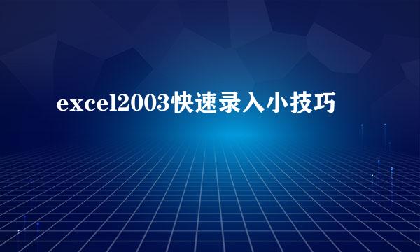 excel2003快速录入小技巧