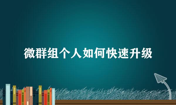 微群组个人如何快速升级
