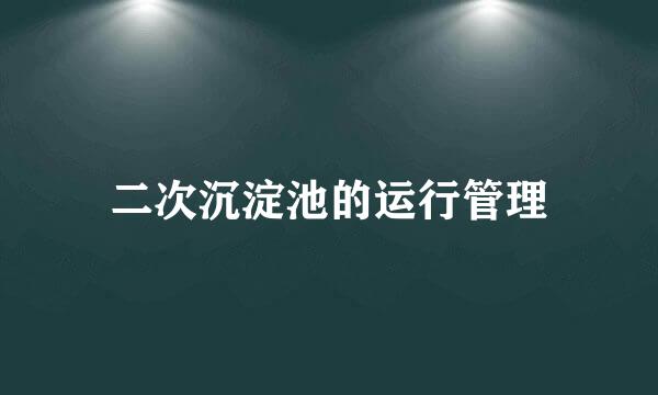 二次沉淀池的运行管理