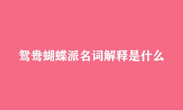 鸳鸯蝴蝶派名词解释是什么