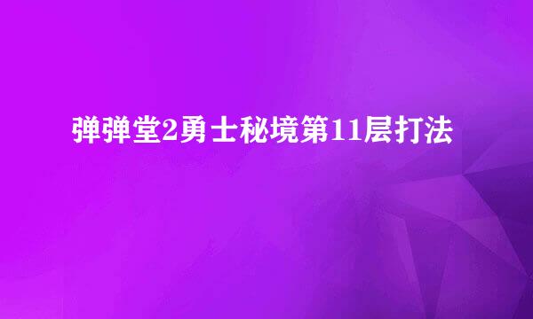 弹弹堂2勇士秘境第11层打法