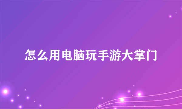 怎么用电脑玩手游大掌门