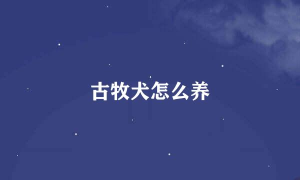 古牧犬怎么养