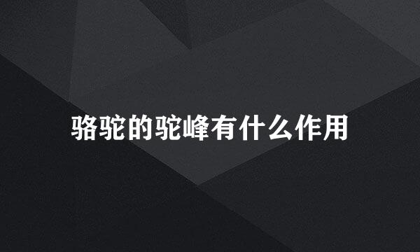 骆驼的驼峰有什么作用
