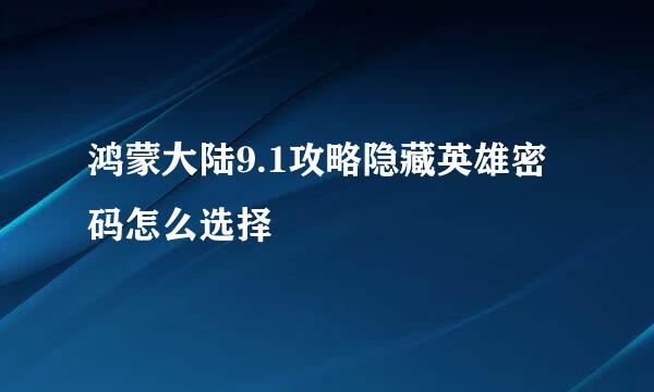 鸿蒙大陆9.1攻略隐藏英雄密码怎么选择