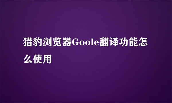 猎豹浏览器Goole翻译功能怎么使用