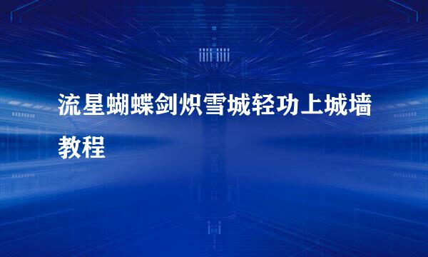 流星蝴蝶剑炽雪城轻功上城墙教程