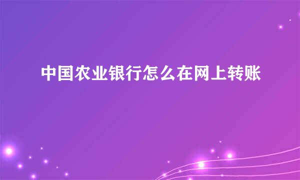 中国农业银行怎么在网上转账