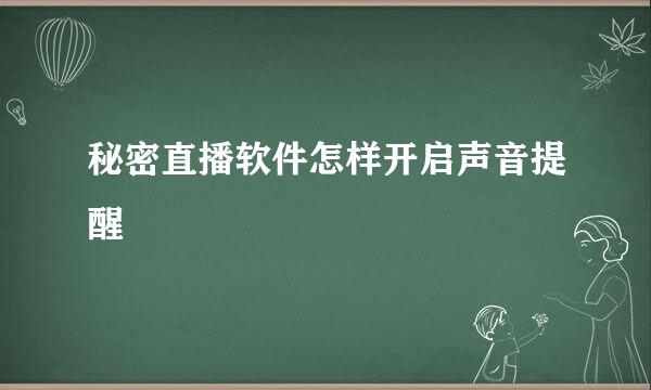 秘密直播软件怎样开启声音提醒