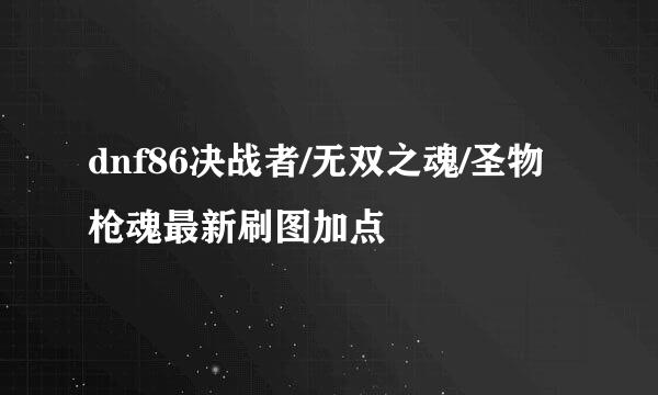 dnf86决战者/无双之魂/圣物枪魂最新刷图加点
