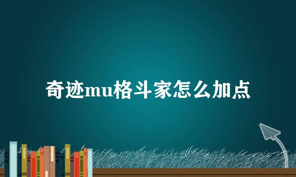 奇迹mu格斗家怎么加点