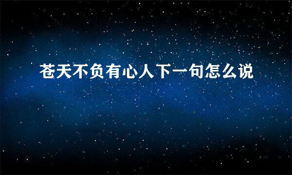 苍天不负有心人下一句怎么说