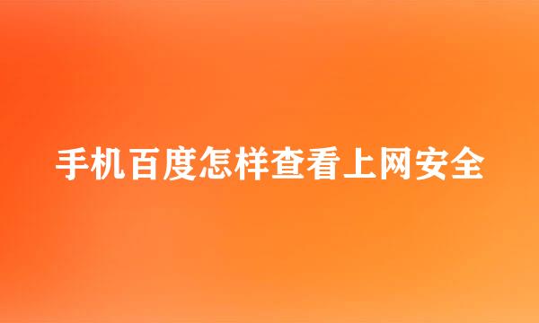 手机百度怎样查看上网安全