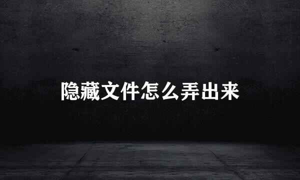 隐藏文件怎么弄出来