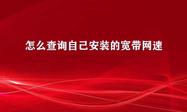 怎么查询自己安装的宽带网速