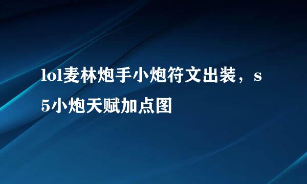 lol麦林炮手小炮符文出装，s5小炮天赋加点图