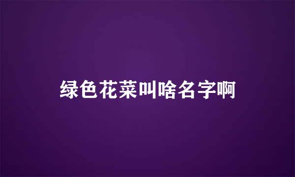 绿色花菜叫啥名字啊
