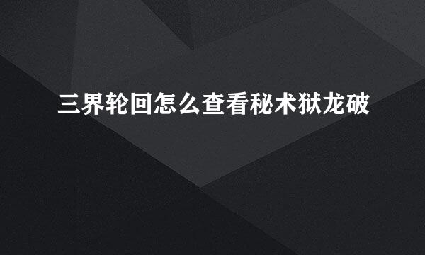 三界轮回怎么查看秘术狱龙破