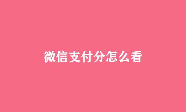 微信支付分怎么看