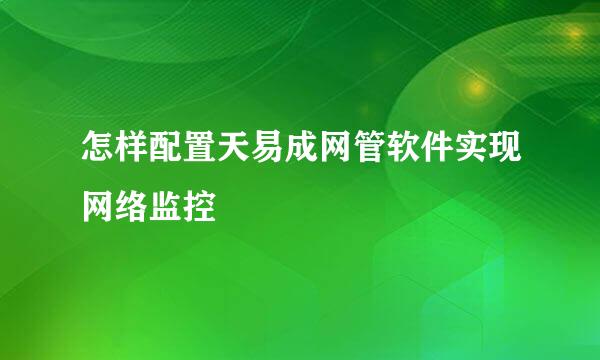 怎样配置天易成网管软件实现网络监控