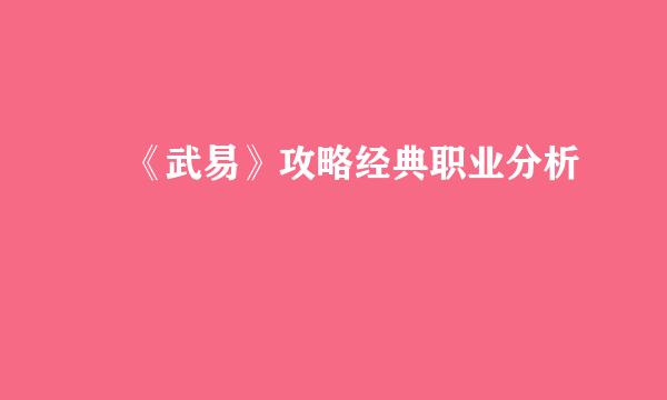 ​《武易》攻略经典职业分析